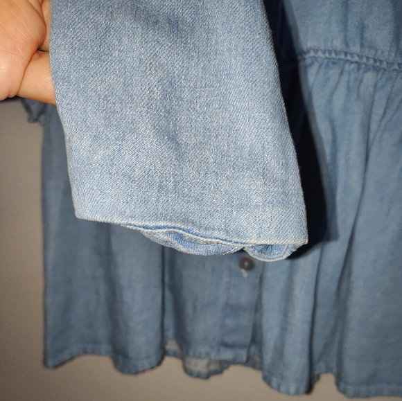 NWT Zara Women’s Denim Ruffles Blue Button Down Shirt - Picture 9 of 14